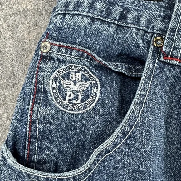 Vintage Paco Jeans Jeans Mens 34x31 Blue Wide Leg Baggy Embroidered Y2K Skater